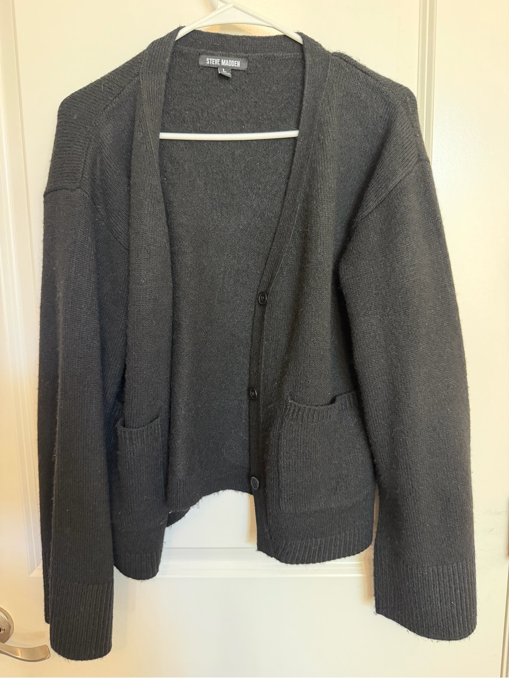 Steve Madden Dark Charcoal Button-Up Knit Cardigan